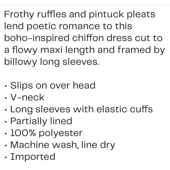 TOPSHOP Raffle Long Sleeve Chiffon Maxi Dresz, - Picture 5 of 6